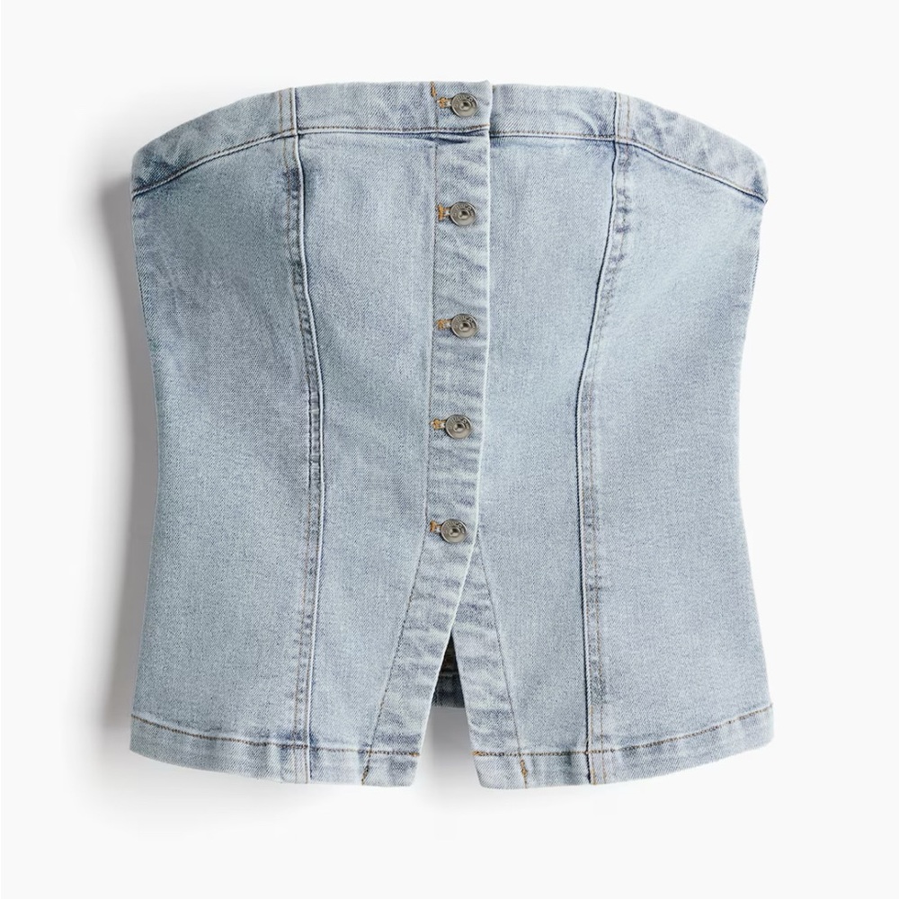 NWOT H&M Light Blue Denim Corset Top, Size S
